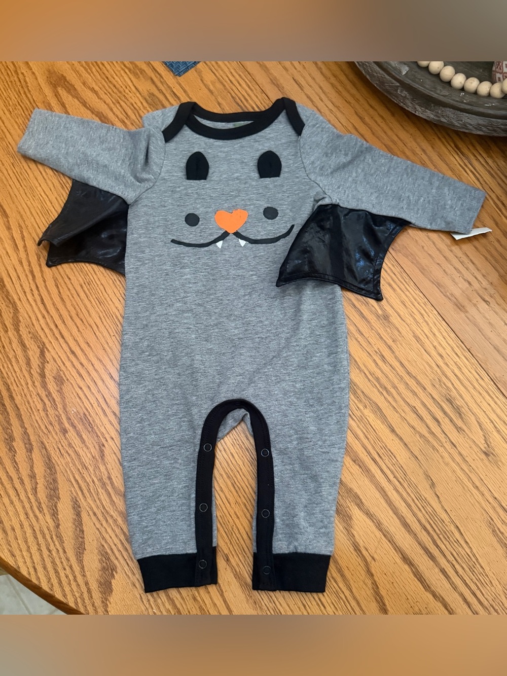 Cat & Jack Grey Bat Footie with Black Trim and Orange Nose